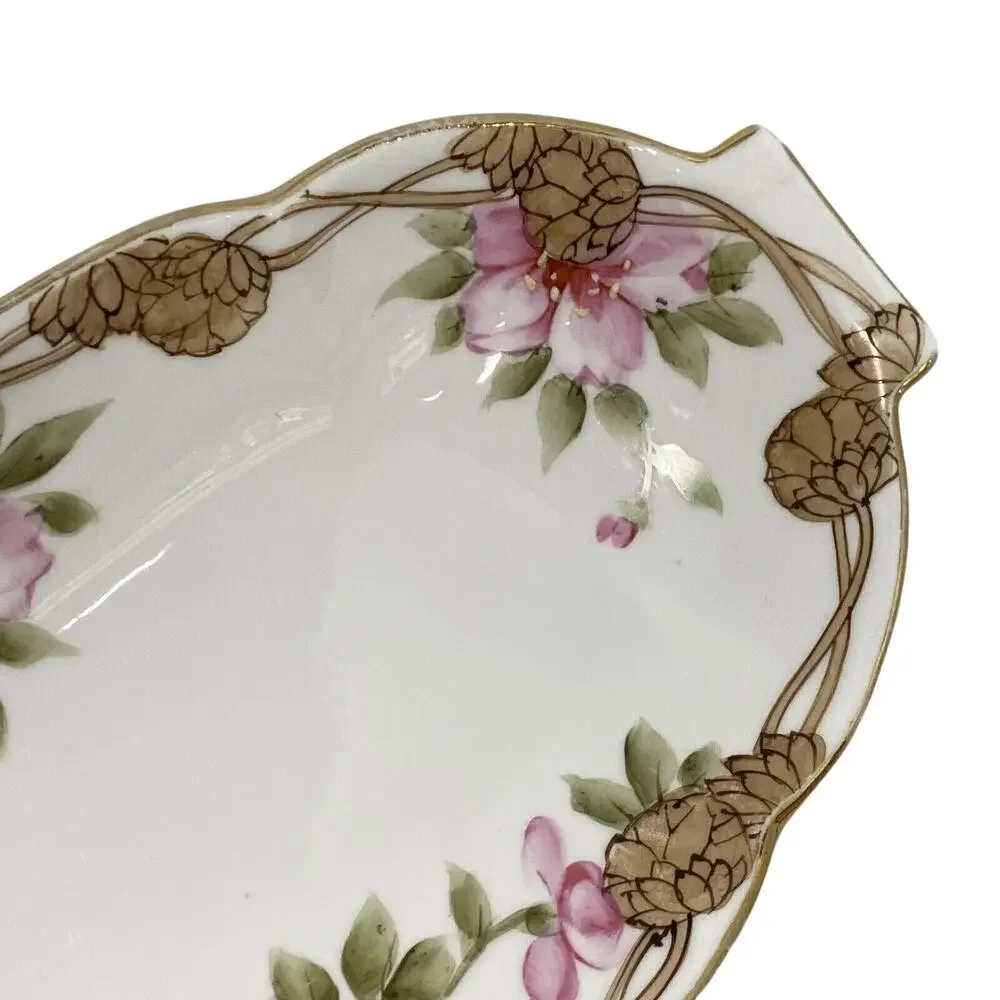 Vintage Nippon porcelain relish dish serving tray hand painted romantic art deco